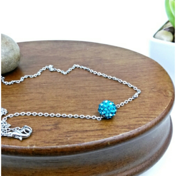 Turquoise Rhinestone Bead Silver Earrings and Necklace Set - NWT - Picture 3 of 3